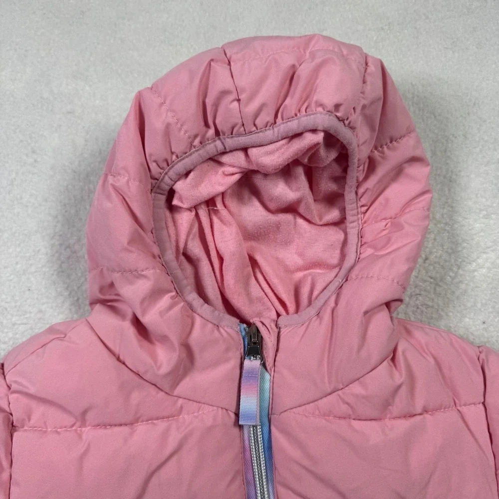 Gerry Puffer Jacket Toddler Girls 4T Pink Excellent Hooded Quilted Zip Up